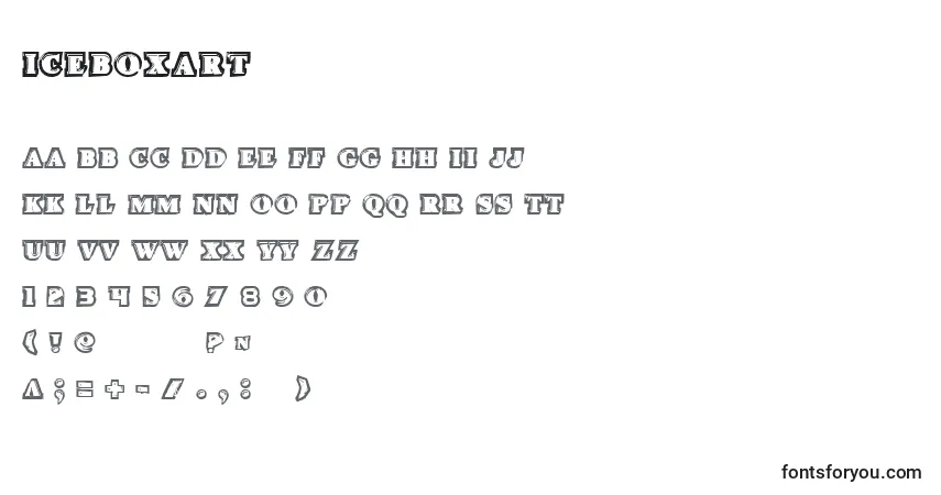 A fonte Iceboxart – alfabeto, números, caracteres especiais