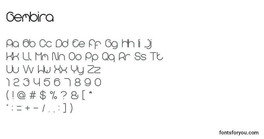 Czcionka Gembira – alfabet, cyfry, specjalne znaki