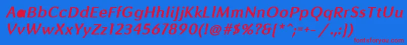 GranadaBolditalic Font – Red Fonts on Blue Background