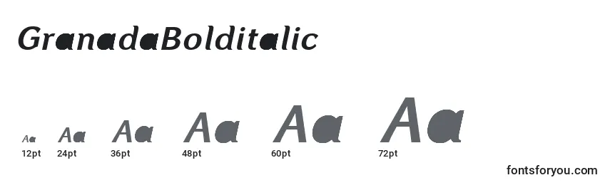 GranadaBolditalic Font Sizes