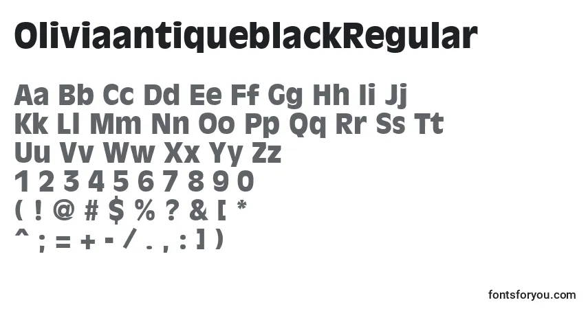 Schriftart OliviaantiqueblackRegular – Alphabet, Zahlen, spezielle Symbole