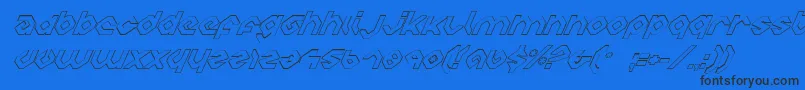 Шрифт CharliesAnglesItalicOutline – чёрные шрифты на синем фоне