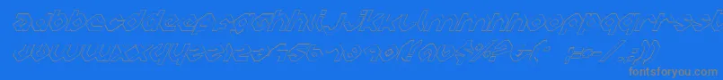 CharliesAnglesItalicOutline-Schriftart – Graue Schriften auf blauem Hintergrund