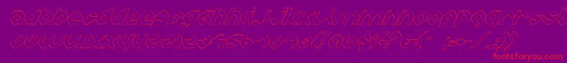 CharliesAnglesItalicOutline-Schriftart – Rote Schriften auf violettem Hintergrund