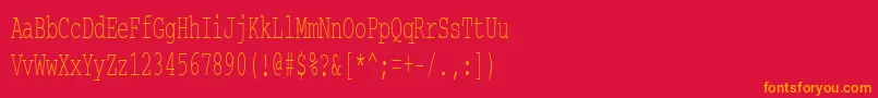 Czcionka Courierctt55 – pomarańczowe czcionki na czerwonym tle