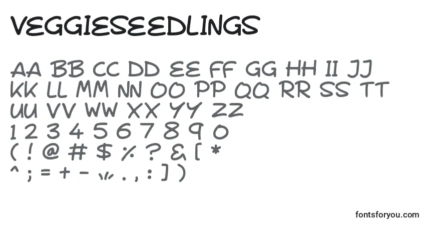Czcionka VeggieSeedlings (111364) – alfabet, cyfry, specjalne znaki
