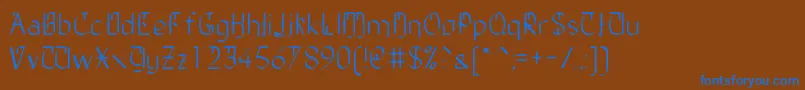 フォントTheDailyBlah – 茶色の背景に青い文字