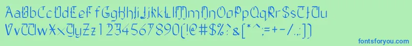 フォントTheDailyBlah – 青い文字は緑の背景です。