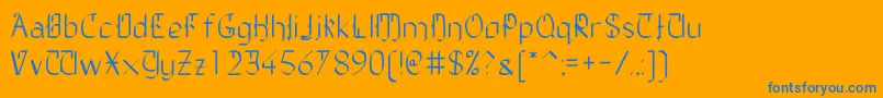 フォントTheDailyBlah – オレンジの背景に青い文字
