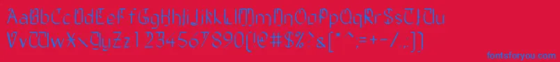 フォントTheDailyBlah – 赤い背景に青い文字
