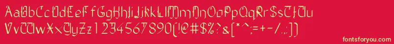 TheDailyBlah-fontti – keltaiset fontit punaisella taustalla