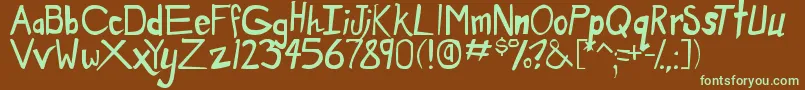 DirtyDuo-fontti – vihreät fontit ruskealla taustalla