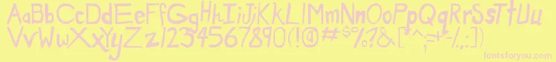 DirtyDuo-fontti – vaaleanpunaiset fontit keltaisella taustalla