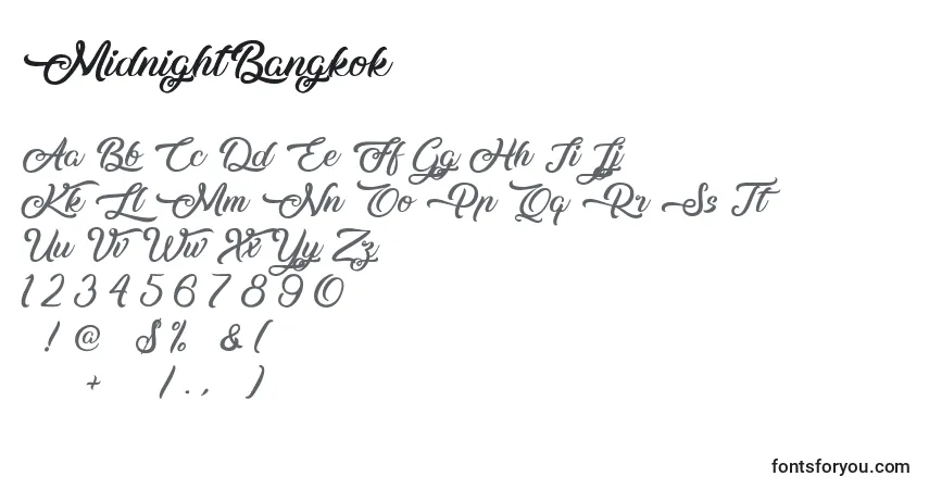 Шрифт MidnightBangkok – алфавит, цифры, специальные символы