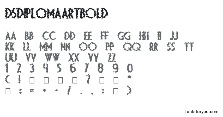 Шрифт Dsdiplomaartbold – алфавит, цифры, специальные символы