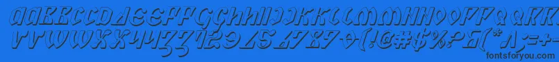 Piper3Di-Schriftart – Schwarze Schriften auf blauem Hintergrund