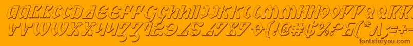 Weitere Informationen zur Piper3Di-Schriftart Piper3Di-Schriftart – Braune Schriften auf orangefarbenem Hintergrund
