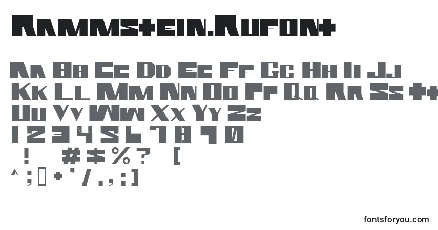 A fonte Rammstein.Rufont – alfabeto, números, caracteres especiais