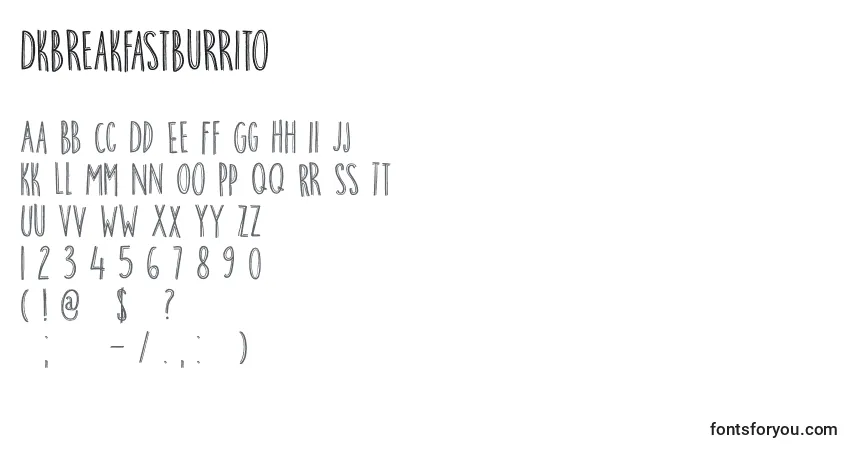 Шрифт DkBreakfastBurrito – алфавит, цифры, специальные символы