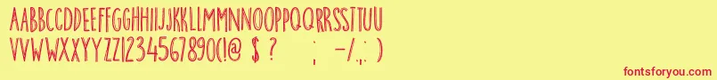 フォントDkBreakfastBurrito – 赤い文字の黄色い背景