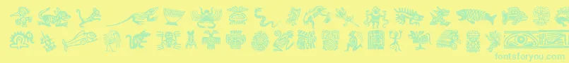 Mesodeko Font – Green Fonts on Yellow Background