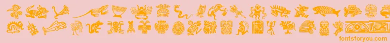 Mesodeko-Schriftart – Orangefarbene Schriften auf rosa Hintergrund