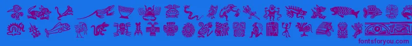 Mesodeko Font – Purple Fonts on Blue Background