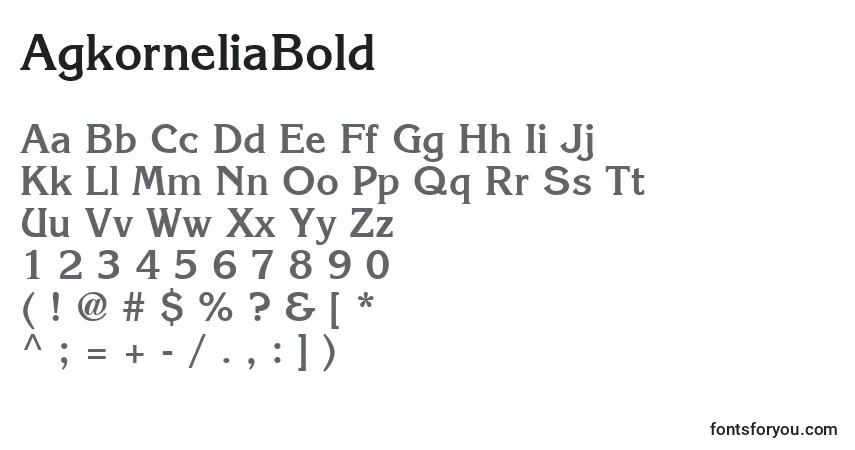 Czcionka AgkorneliaBold – alfabet, cyfry, specjalne znaki