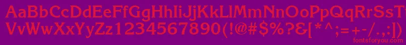 フォントAgkorneliaBold – 紫の背景に赤い文字