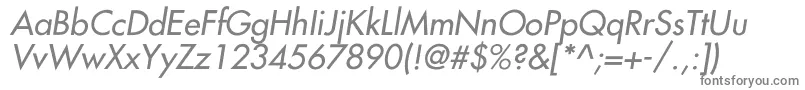 NarragansetteItalic-fontti – harmaat kirjasimet valkoisella taustalla