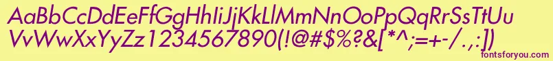 NarragansetteItalic Font – Purple Fonts on Yellow Background