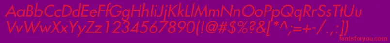 NarragansetteItalic Font – Red Fonts on Purple Background