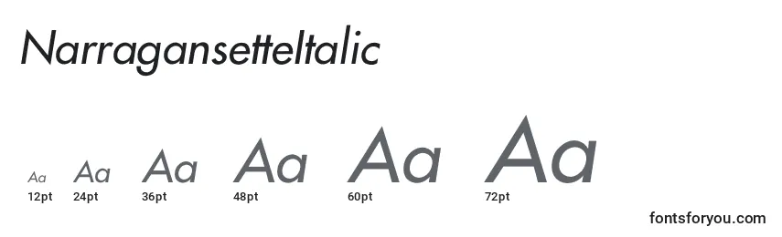 Размеры шрифта NarragansetteItalic