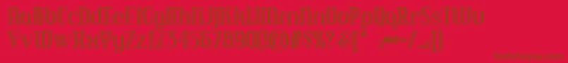 Debonairinlinenf-Schriftart – Braune Schriften auf rotem Hintergrund