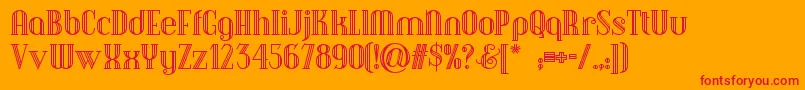 Debonairinlinenf-Schriftart – Rote Schriften auf orangefarbenem Hintergrund