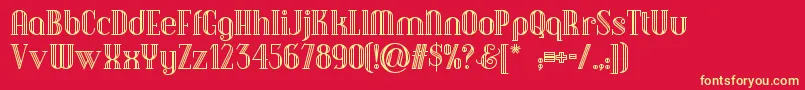 Debonairinlinenf Font – Yellow Fonts on Red Background