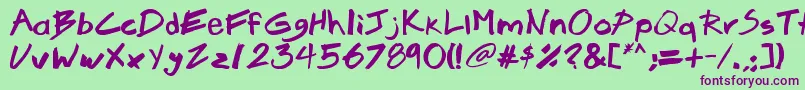 Brook23-Schriftart – Violette Schriften auf grünem Hintergrund