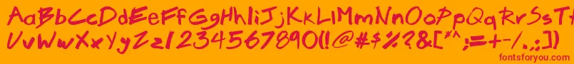 Brook23-Schriftart – Rote Schriften auf orangefarbenem Hintergrund