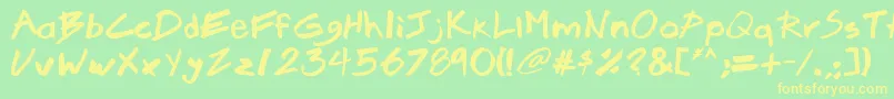 フォントBrook23 – 黄色の文字が緑の背景にあります