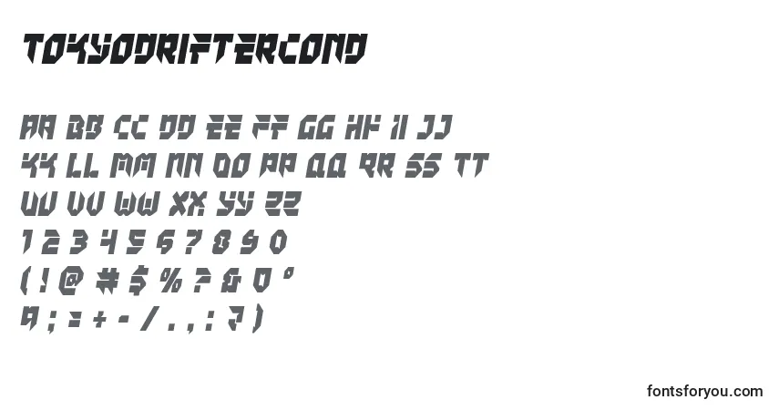 Tokyodriftercond-fontti – aakkoset, numerot, erikoismerkit