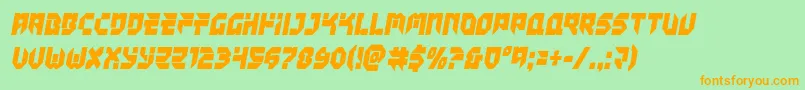 Tokyodriftercond-Schriftart – Orangefarbene Schriften auf grünem Hintergrund