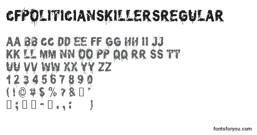 Czcionka CfPoliticiansKillersRegular – alfabet, cyfry, specjalne znaki