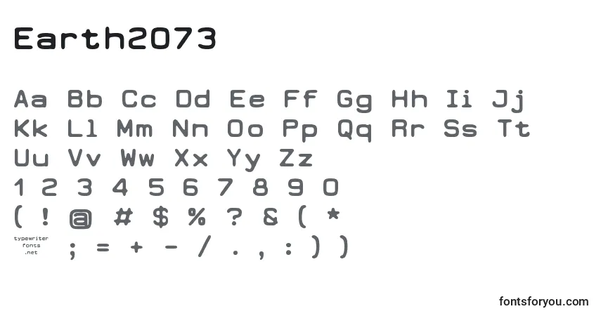 Schriftart Earth2073 (111383) – Alphabet, Zahlen, spezielle Symbole
