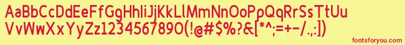 フォントFinenessproblackcond – 赤い文字の黄色い背景