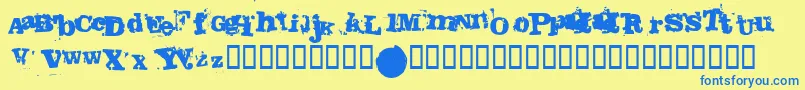 Fango-Schriftart – Blaue Schriften auf gelbem Hintergrund
