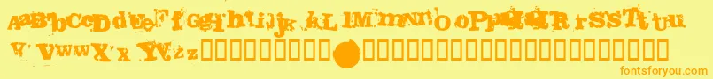 フォントFango – オレンジの文字が黄色の背景にあります。
