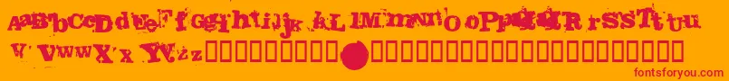 Fango-Schriftart – Rote Schriften auf orangefarbenem Hintergrund