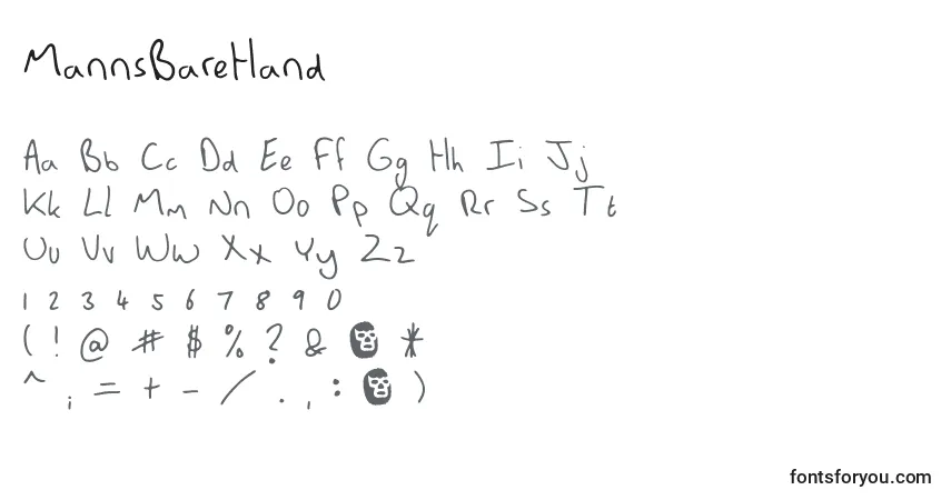 Czcionka MannsBareHand – alfabet, cyfry, specjalne znaki