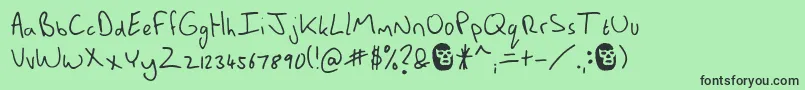 MannsBareHandフォントについての詳細 フォントMannsBareHand – 緑の背景に黒い文字