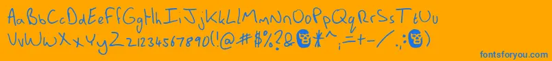 MannsBareHand Font – Blue Fonts on Orange Background